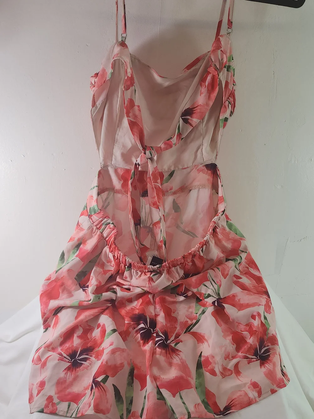 Floral Pink Mini Shorts Romper with Adjustable Straps